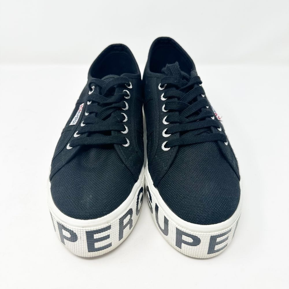 Superga 2790 Women's Black Canvas Outsole Lettering Platform Sneakers 9 (40)